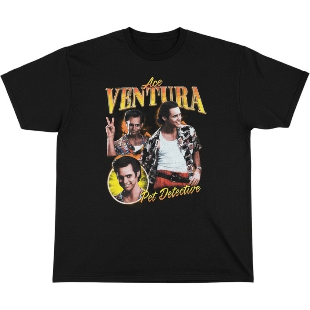 Ace Ventura Pet Detective Jim Carrey Graphic T Shirt‎ XL Movie Comedy Black Tee